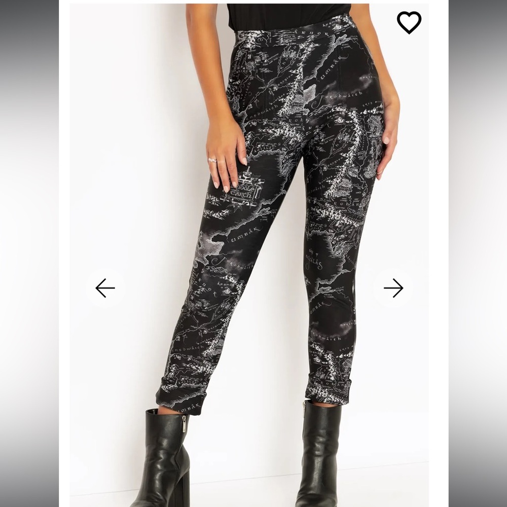 BlackMilk Middle-Earth Map Black Cuffed Pants - Picture 3 of 6